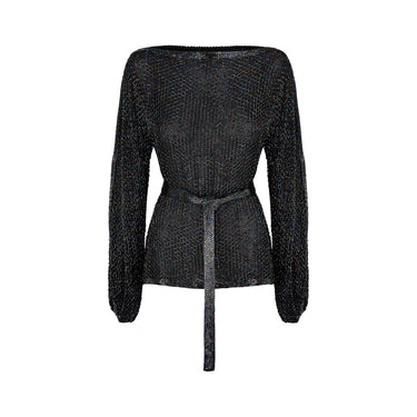 ARCHIVE - 1980s Halston Black Label Iridescent Beaded Tunic with Belt