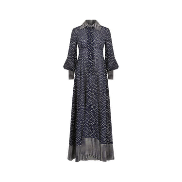 ARCHIVE - 1970s Jean Varon Polka Dot Muslin Cotton Maxi Dress