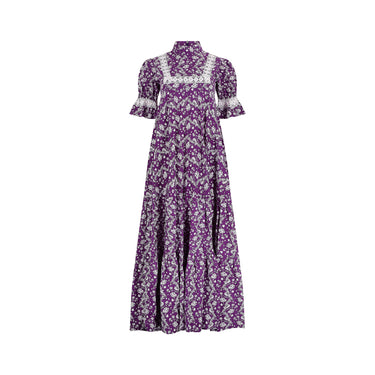 ARCHIVE - 1970s Laura Ashley Purple Floral Print Maxi Dress