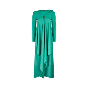 1970s Mr Darren Green Lycra Handkerchief Hem Maxi Dress
