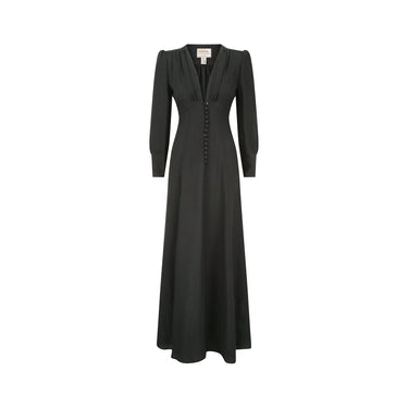 ARCHIVE: 1970s Ossie Clarke Black Moss-Crepe Waspie Dress