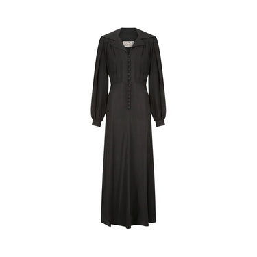 ARCHIVE - 1970s Ossie Clarke Black Moss Crepe Maxi Dress
