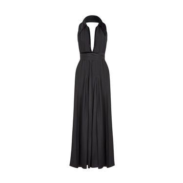 ARCHIVE - 1970s Ossie Clark Black Crepe Halter Neck Dress