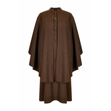 ARCHIVE - 1975 Yves Saint Laurent Brown Wool Felt Overcoat With Cape
