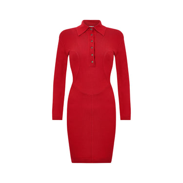 1990s Alaia Red Knitted Body Con Dress