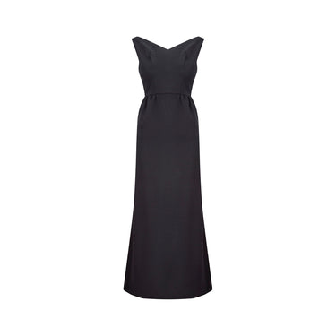 ARCHIVE - 1960s Black Crepe Full Length Fishtail Evening Dress