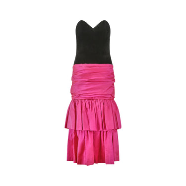 ARCHIVE - 1980s Hidy Misawa Black Velvet and Hot Pink Silk Dress