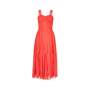 ARCHIVE - 1980s Louis Feraud Silk Orange Pleated Chiffon Dress