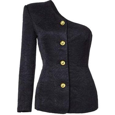 ARCHIVE - 1980s Chelsea Design Co. Asymmetrical Black Jacket With Gold Buttons