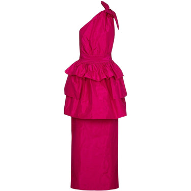 ARCHIVE: 1980s Hot Pink Lanvin One Shoulder Dress With Peplum