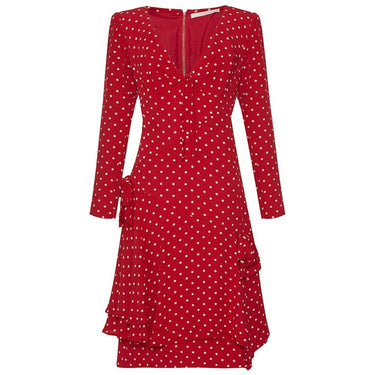 ARCHIVE - 1980s Valentino Silk Crepe Demi Couture Red Polka Dot Dress with Bow