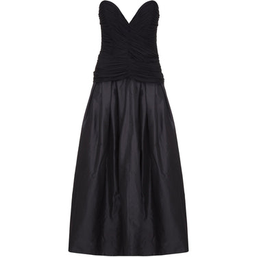 1980s Vicky Tiel Couture Strapless Black Silk Dress
