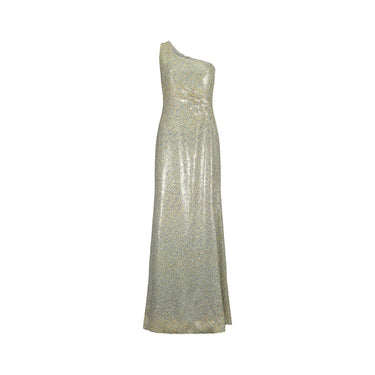 1980s Andre Laug Multi-Coloured Sequinned Asymmetric Maxi Dress