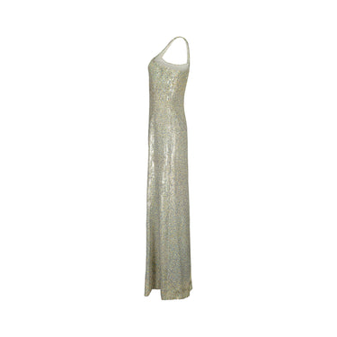1980s Andre Laug Multi-Coloured Sequinned Asymmetric Maxi Dress
