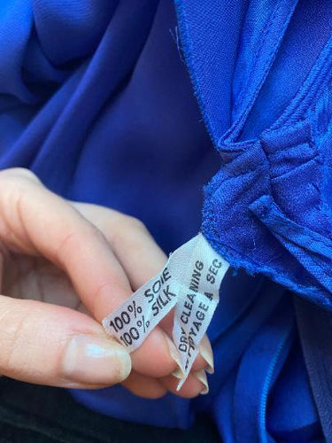 1980s Christian Dior Blue Silk Dress