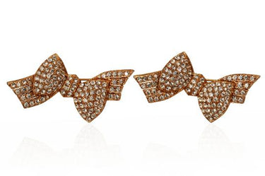 ARCHIVE - 1980s Gold Diamante Bow Brooch Set of 2