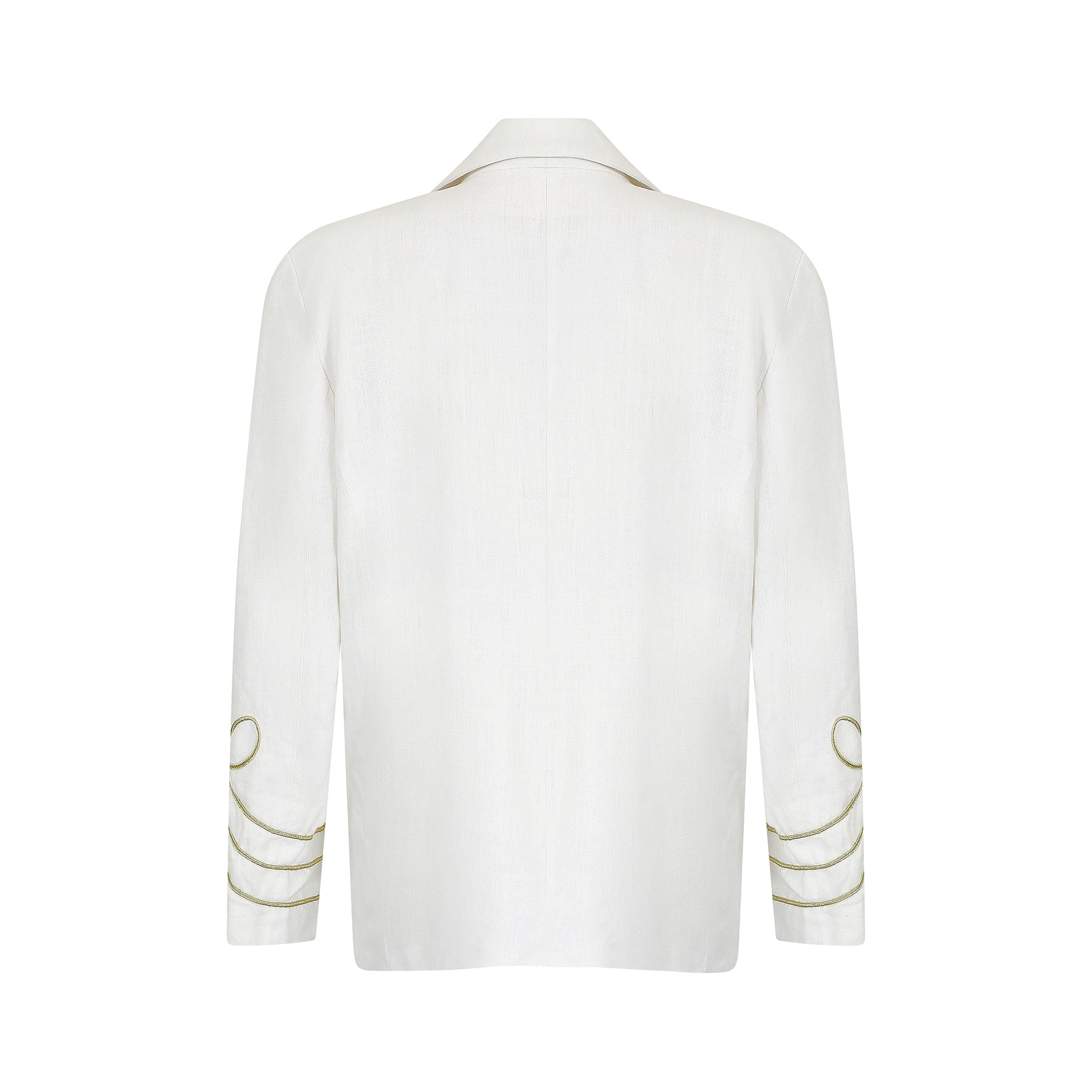 1980s White Linen Novelty Embellished Military Jacket