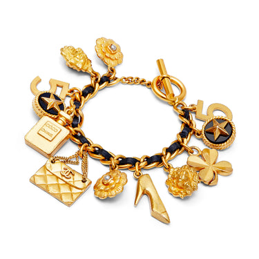 ARCHIVE - 1990s Chanel Leather Chain Charm Bracelet
