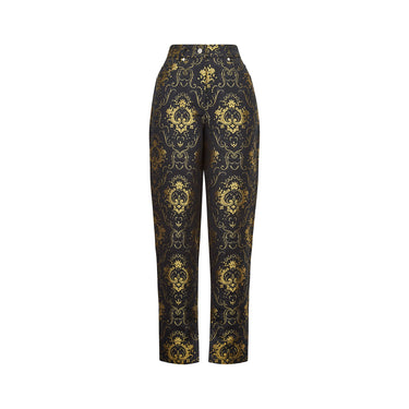 ARCHIVE - 1990s Gianni Versace Couture Black and Gold Baroque Jeans