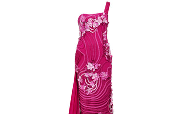 ARCHIVE - 2000s Valentino Pink Applique Maxi Evening Dress