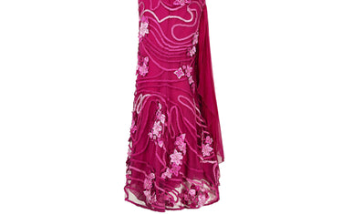 ARCHIVE - 2000s Valentino Pink Applique Maxi Evening Dress