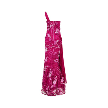 ARCHIVE - 2000s Valentino Pink Applique Maxi Evening Dress