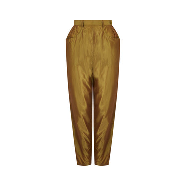 1992 Yves Saint Laurent Runway Documented Iridescent Green Silk Trousers