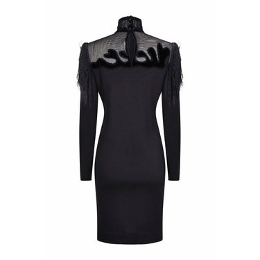 ARCHIVE: 1990s Christian Lacroix Black Wool Jersey And Net Gown With Velvet Inserts