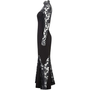 ARCHIVE: 1990s or Early 2000s Azzaro Boutique Black Silk Crepe and Lace Evening Gown