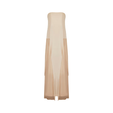 ARCHIVE - 1990s Balenciaga Beige Silk Chiffon Column Dress