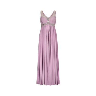 1990s Bespoke Lilac Crystal-Embellished Pleated Dress
