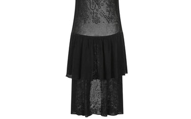 ARCHIVE - Y2K Chanel Sleeveless Black Floral Fine Knitted Buttoned Dress