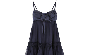 ARCHIVE - 2008 Christian Dior Navy Silk Chiffon Babydoll Dress