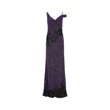 2007 Runway Guy Laroche Purple Sequin Maxi Dress