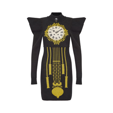 2008 Jeremy Scott Novelty Grandfather Clock Wool Dress