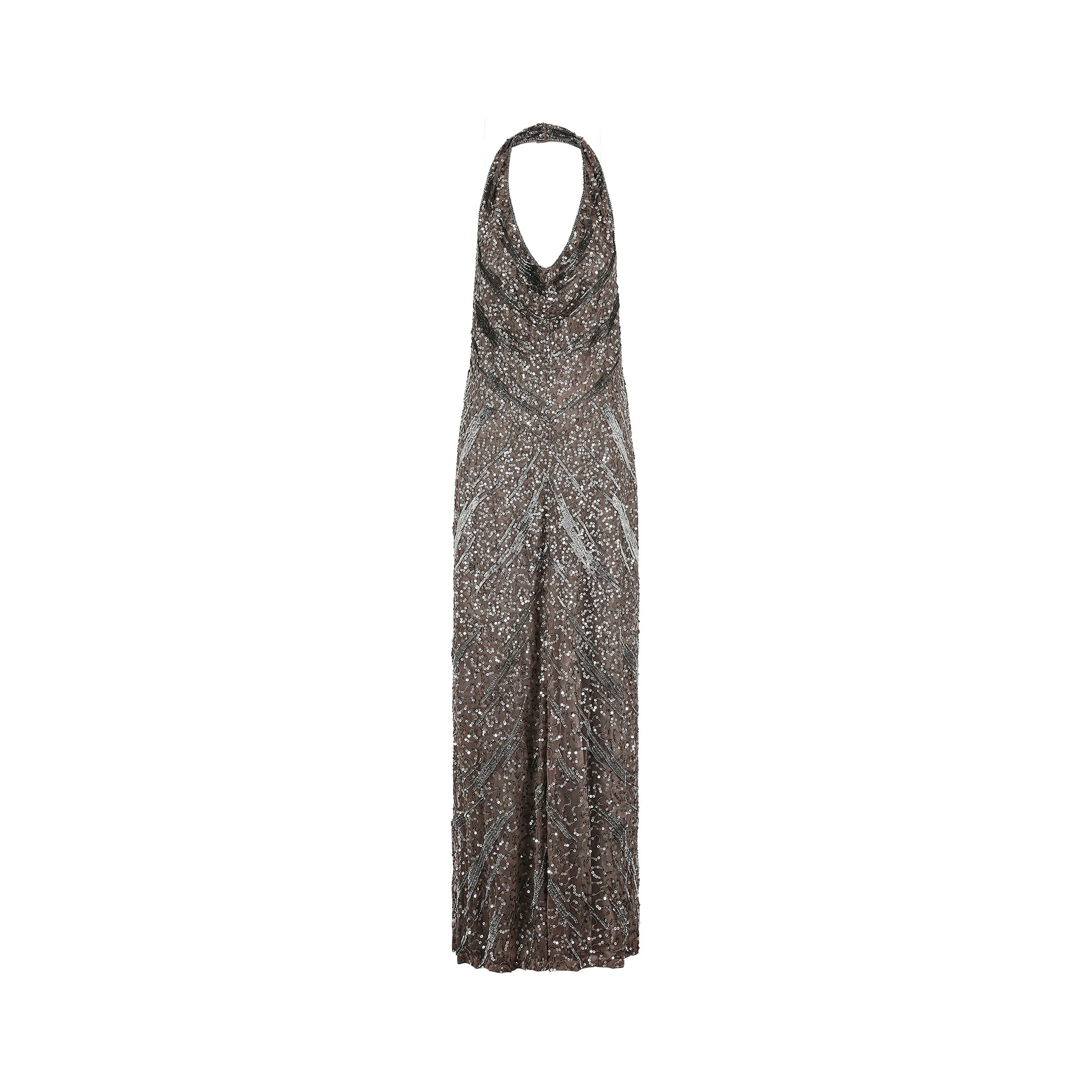 2000s Max Mara Silver Sequin Halter Neck Dress CIRCA VINTAGE 2000s Max Mara Silver Sequin Halter Neck Dress CIRCA VINTAGE