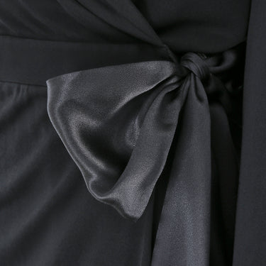 ARCHIVE - 2000s Yves Saint Laurent Long Sleeve Black Jersey Wrap Dress