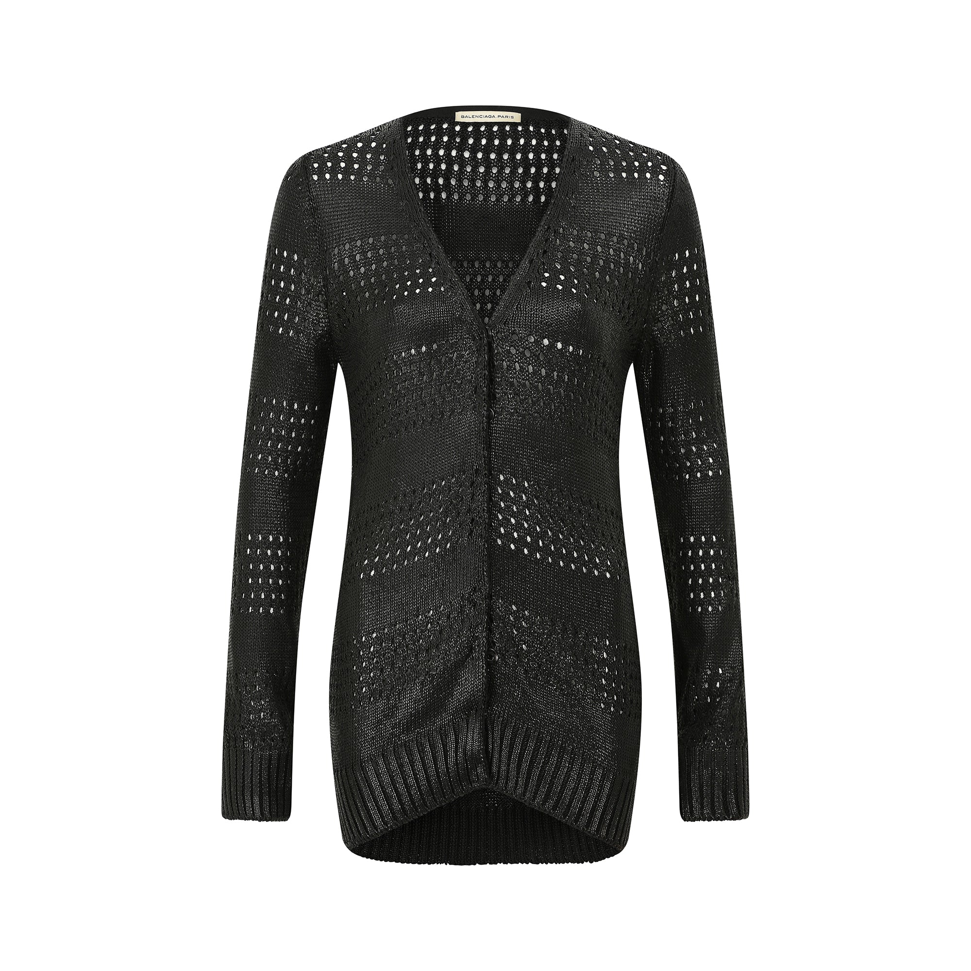 2010 Balenciaga Textured Black Knit Long Cardigan