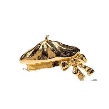 ARCHIVE - 1980s Chanel Gold Beret Brooch With Bow
