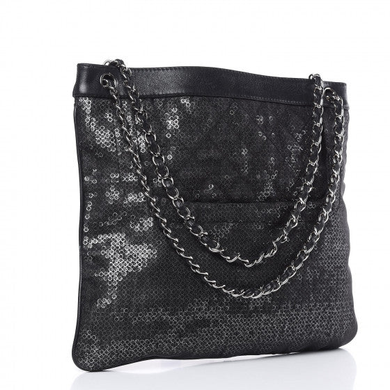 Black sequin outlet tote bag