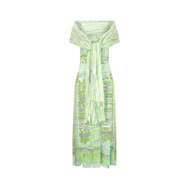 2010s Zandra Rhodes Couture Green Sequin Dress and Shawl
