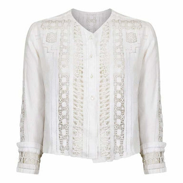 ARCHIVE - Antique Edwardian White Linen Blouse With Cut Out Work