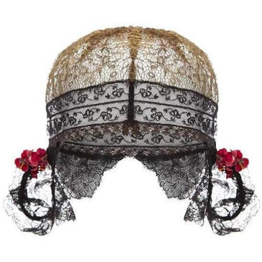 ARCHIVE - 1920s Black and Gold Lace Cap