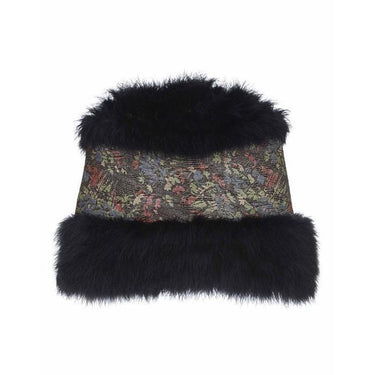 ARCHIVE - 1920s Floral Lame Marabou Feather Cape