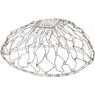ARCHIVE - 1920s Juliet Metallic Bridal or Flapper Skull Cap with Rhinestones