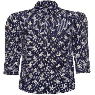 ARCHIVE - 1920s Navy and Cream Floral Blouse