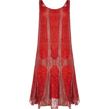 ARCHIVE - 1920s Red and Silver Lame Flapper Dress
