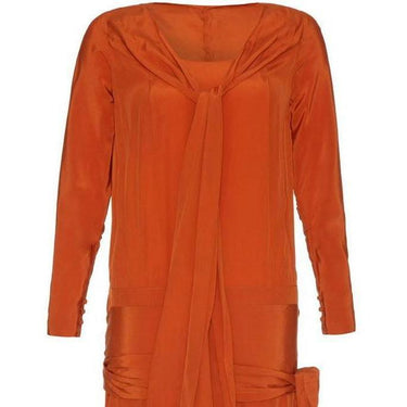 ARCHIVE - 1920s Rust Orange Silk Flapper Dress