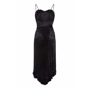 ARCHIVE - 1930s Black Silk Devore Velvet Dress With Spaghetti Straps