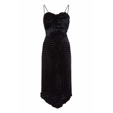 ARCHIVE - 1930s Black Silk Devore Velvet Dress With Spaghetti Straps